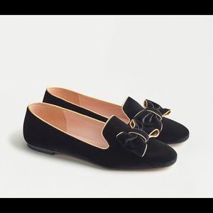 J.Crew Velvet smoking slippers with bow detail